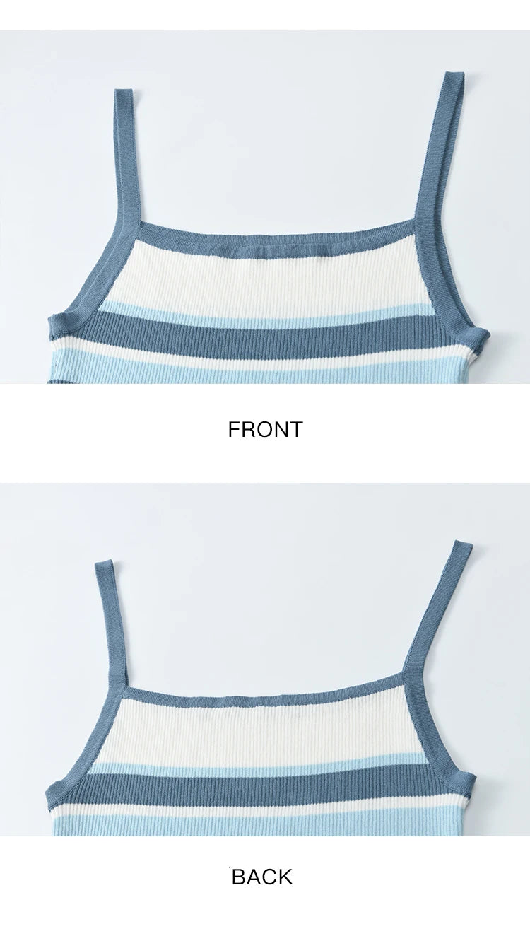 MISHOW Blue Striped Camisole Summer Women New 2025 Square Collar Loose Office Lady Tops Female Fashion Design Sense MXE31Z1221