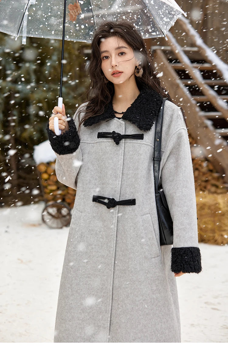 MISHOW High Waist Vintage Wave Point Split Skirts Straight Thickened Warm Zipper Design A-LINE Midi Skirts Versatile MXD58B0630