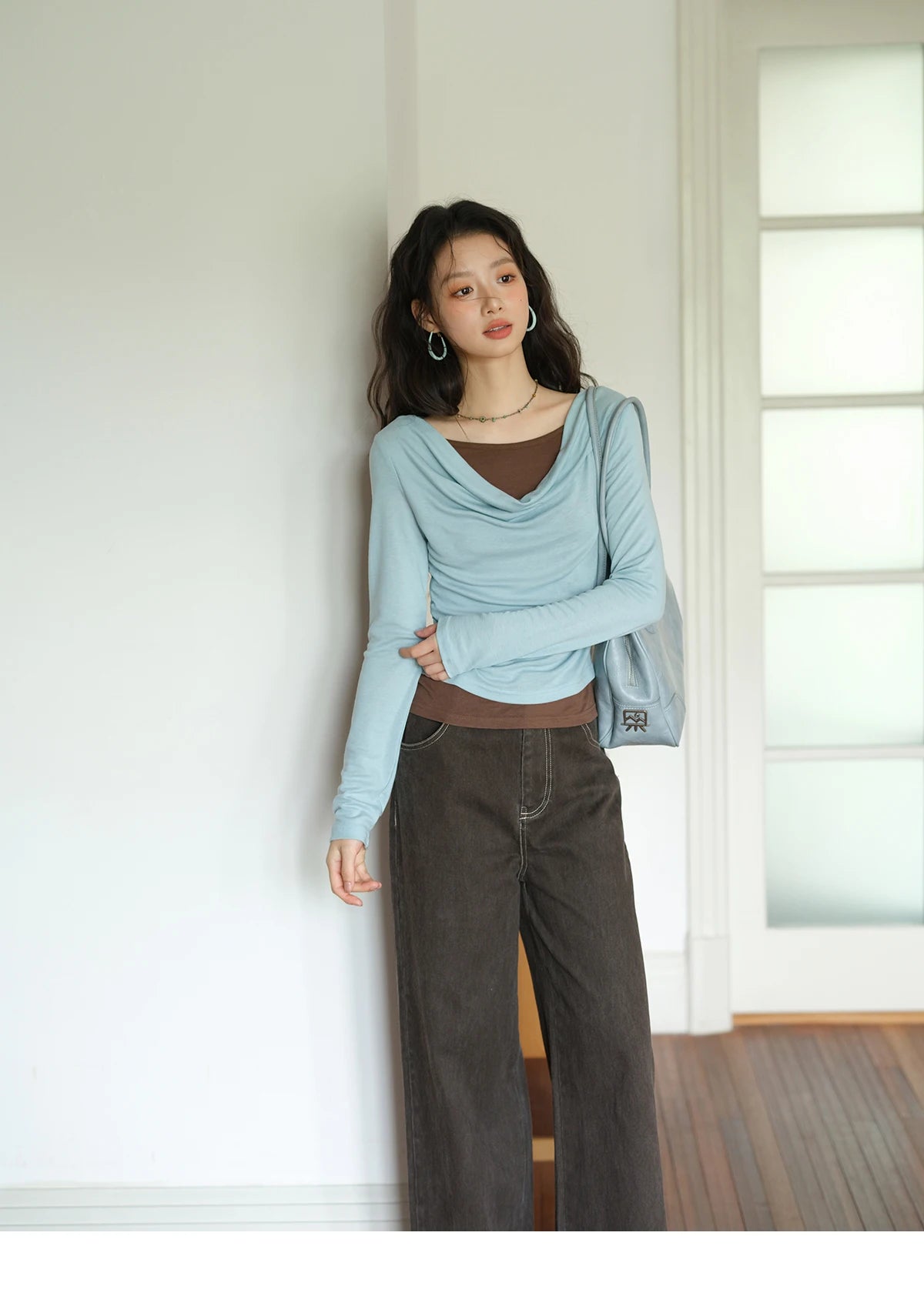MISHOW Multi Colored Fake Two-piece Knitted Sweater 2025 Autumn Swinging Collar Casual Tops Contrasting Waist Top MXE42Z1341