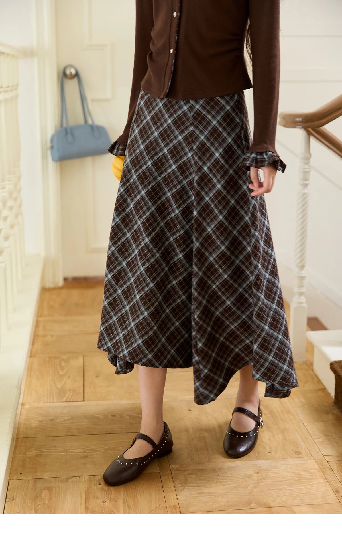 MISHOW Irregular Plaid Skirt 2025 Winter Retro Contrasting Skirt Female High Waist A-LINE Casual Skirts Office Lady MXE47B2436