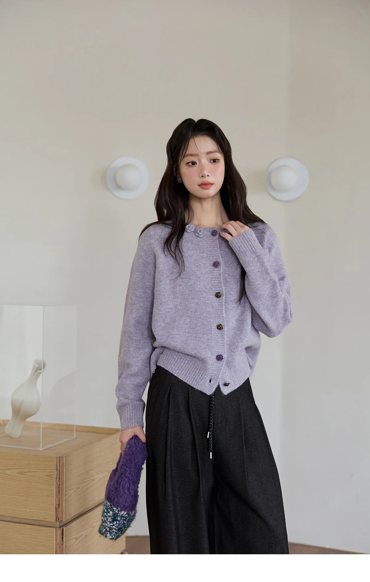 MISHOW Women's Trousers 2025 Autumn Winter Lace-up Gray Wide-leg Pants High Waist Slim Commuting Casual Pants Women MXE51K1106