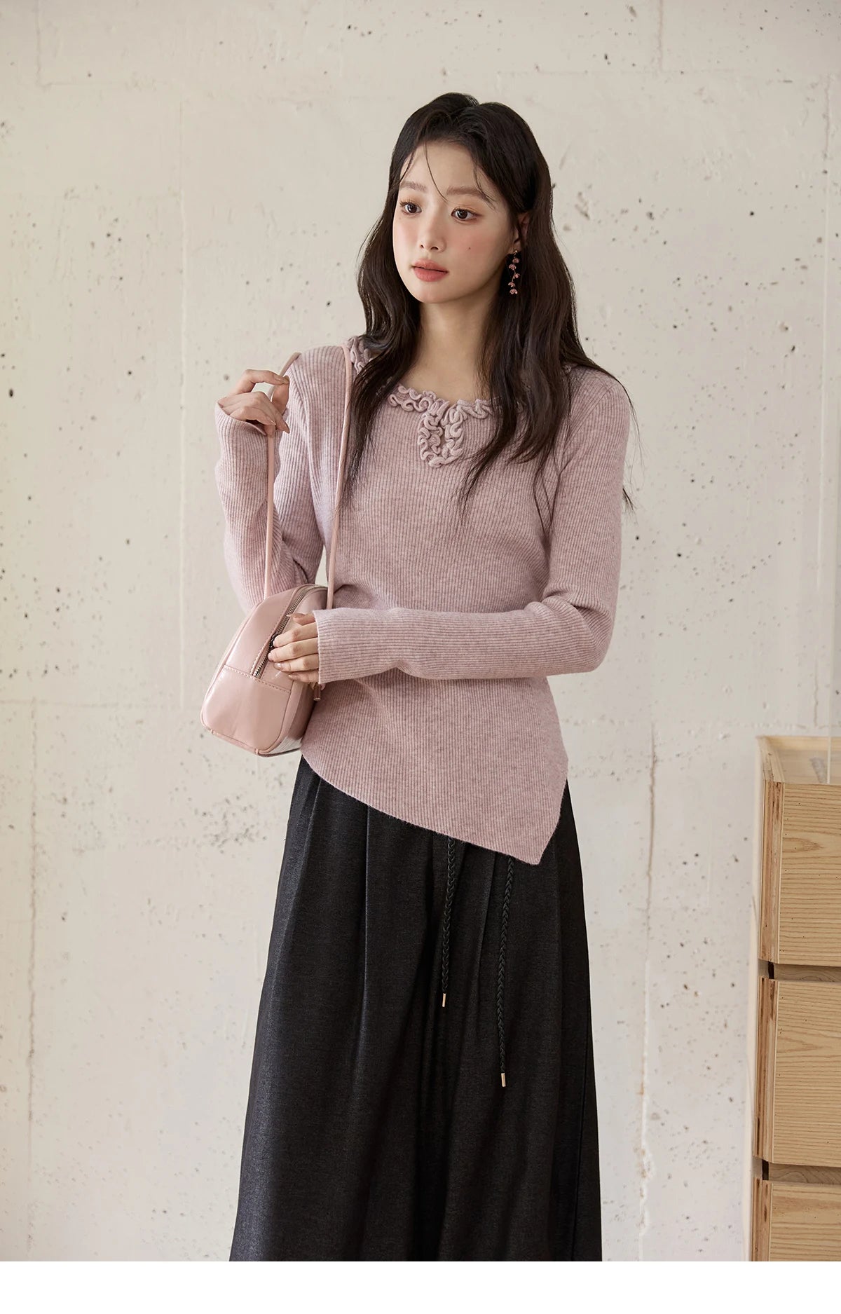 MISHOW Women's Trousers 2025 Autumn Winter Lace-up Gray Wide-leg Pants High Waist Slim Commuting Casual Pants Women MXE51K1106