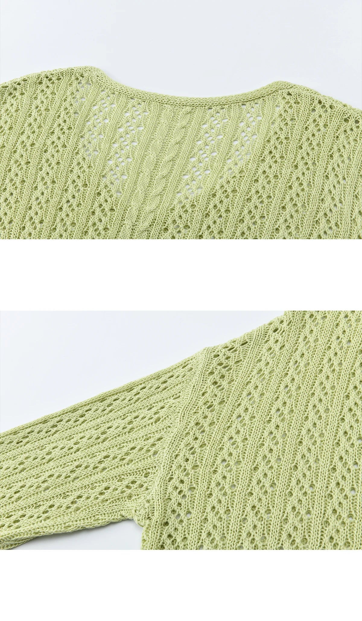 MISHOW Women's Hollow Out Cable Knit Tops with Camisole Two Piece Set Spring Loose Casual Breathable Green Sweater MXF16T1524