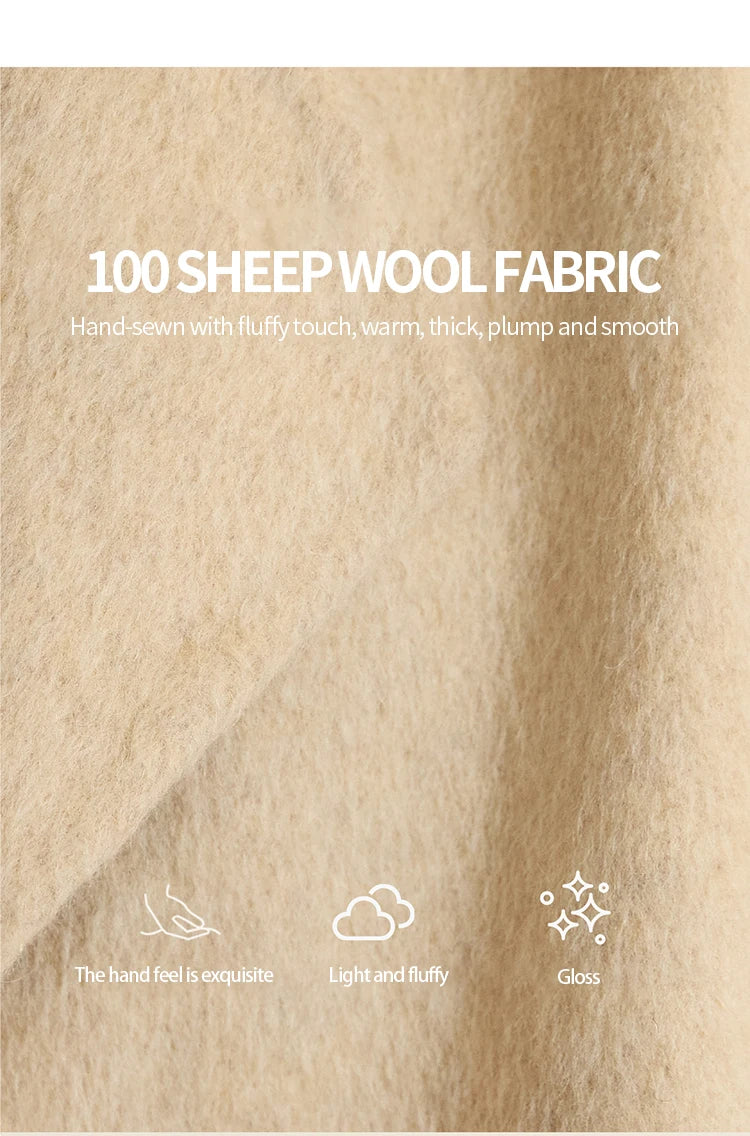 MISHOW 100%Wool Coat for Woman 2025 Winter Retro Apricot Double-faced Butterfly Button Coat Warm Long-sleeved Jacket MXE51W0887