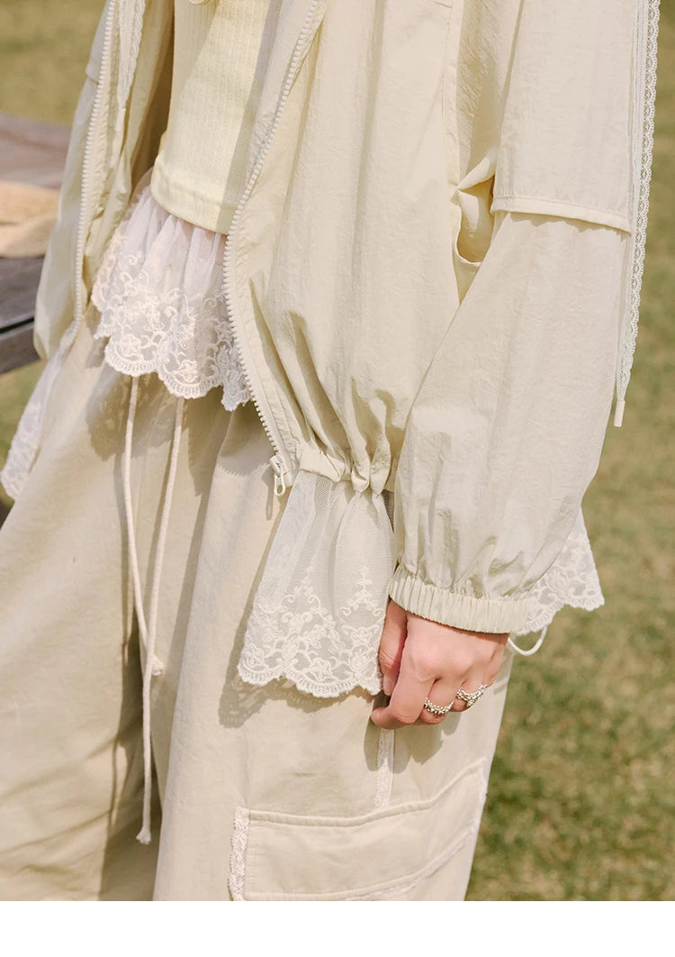 MISHOW Sunscreen Summer Coat Women New 2025 Long Sleeve Hooded Solid Lace Loose Cardigan Female Thin Breathable MXE33W0780