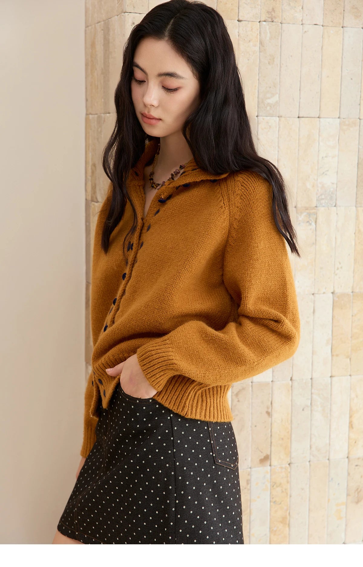 MISHOW Women's Turtleneck Sweater 2025 Retro Long-sleeved Single-breasted Loose Knit Top Casual Winter Woman Cardigan MXE48Z2617