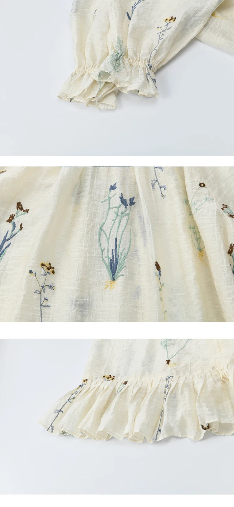 MISHOW Women's V-neck Lace Up Blouse 2025 Summer New Fashion Embroidery Mushroom Edge Commute Top Women's Blouse MXE39X1959