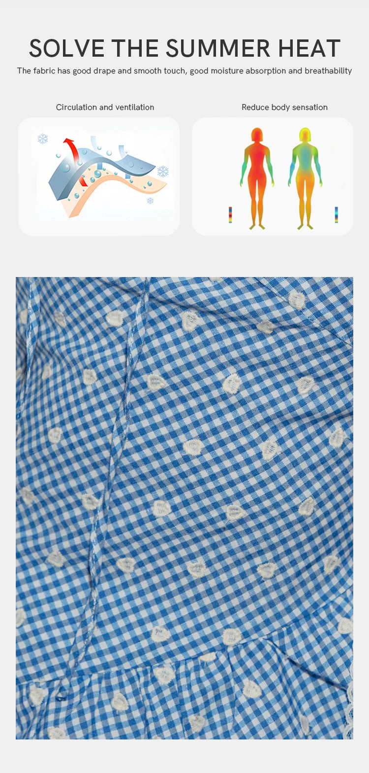 MISHOW Plaid Print Puff Sleeve Top for Women 2025 Summer Slim Square Neck Lace Up Asymmetrical Blouse Ladies Clothing MXE39X1930