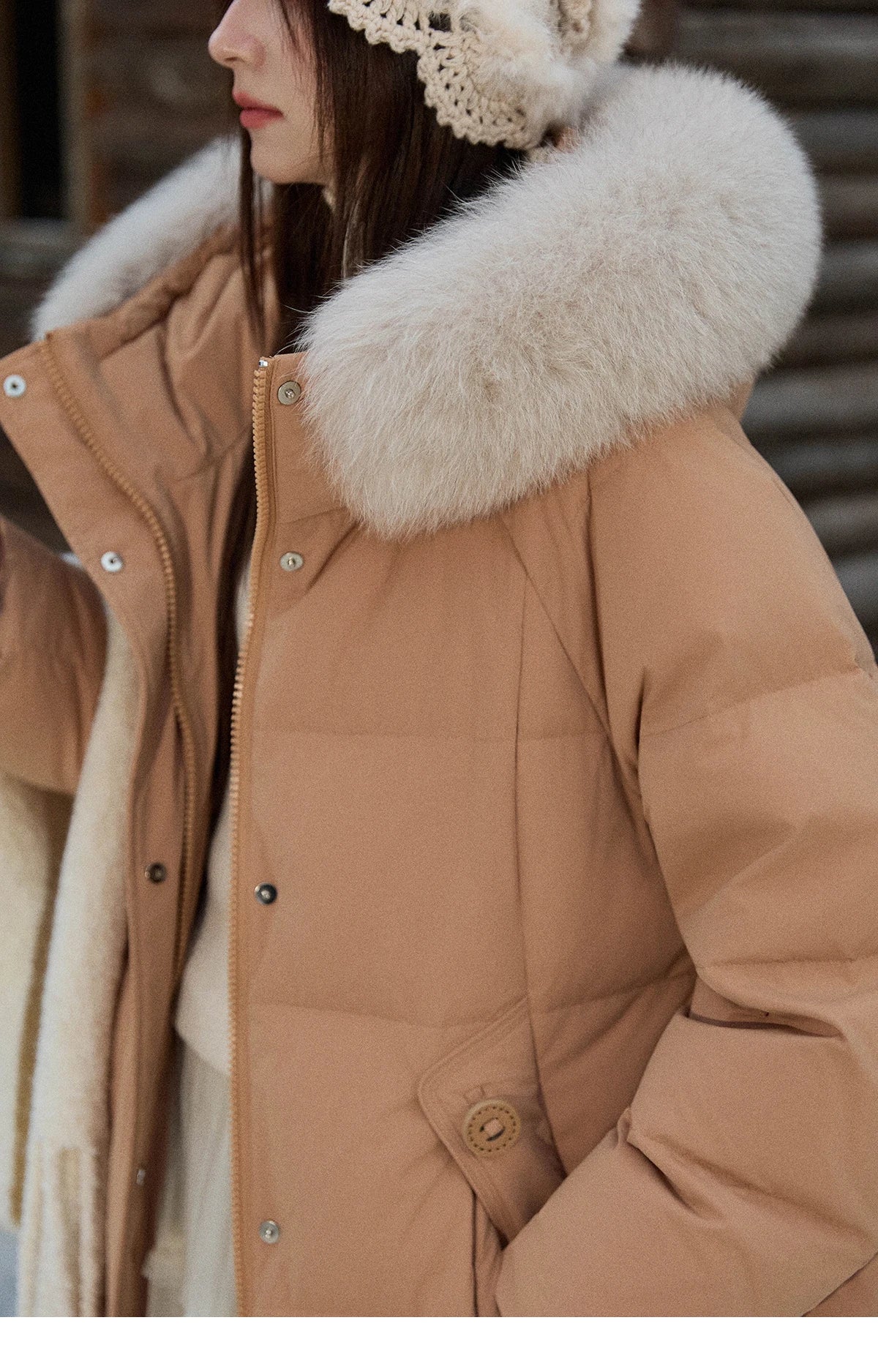 MISHOW Women's Winter Coat with Hood 2025 Fashion Solid Commute Long Down Jacket Windproof Warm Down Coat Luxury MXE51Y0079