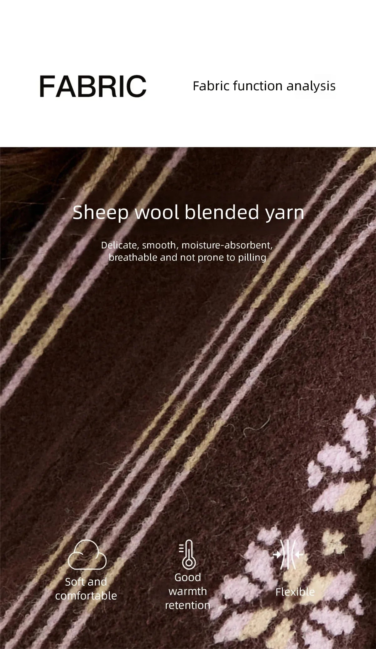 MISHOW Women's Brown Knitted Fair Isle Sweater Vintage Jacquard Lantern Sleeves Zipper Top Ruffled Trim Warm Sweaters MXE91Z2868