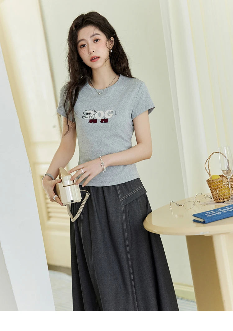 Mishow Cartoon Print Round Neck Tee MXE13T0495