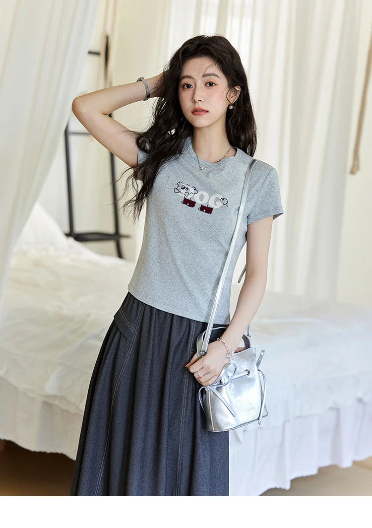 Mishow Cartoon Print Round Neck Tee MXE13T0495