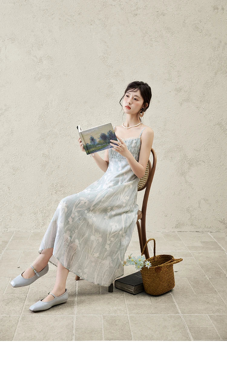 MISHOW Print Spring Summer Suspender Dress Women 2025 Square Collar Sleeveless Korean Dresses Lady New Fashion Slim MXE16L2127