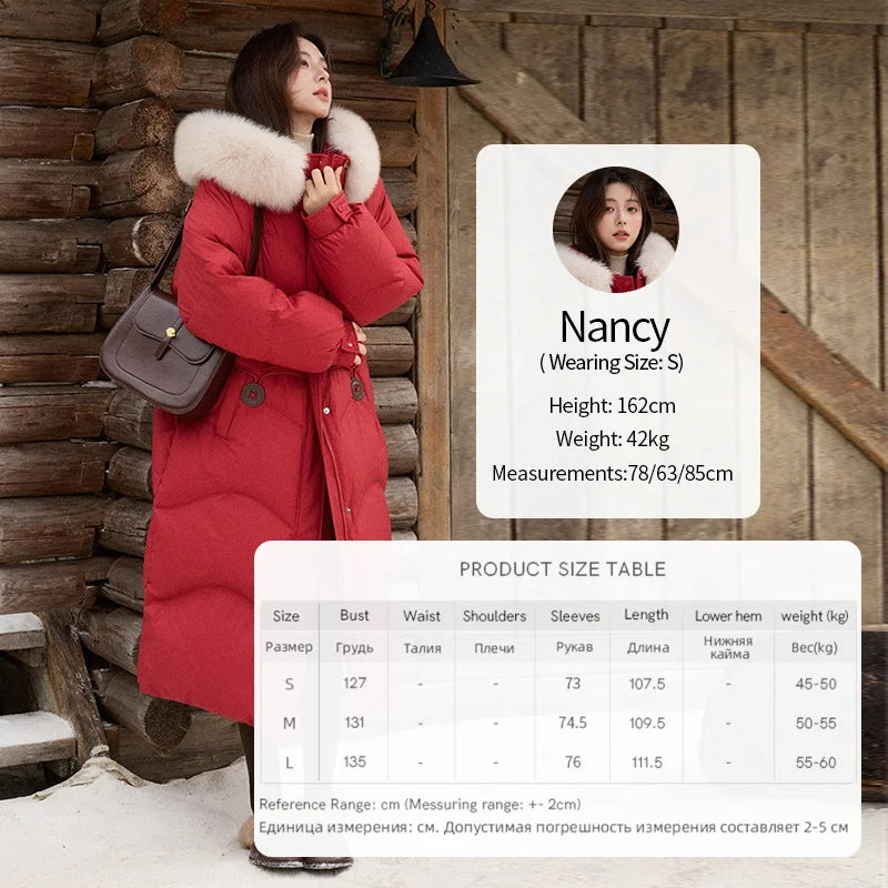 MISHOW Fox Fur Collar Down Jacket for Women 2025 Winter Fashion 90% White Duck Down Thickened Coat Warm Long Coat MXE51Y0082