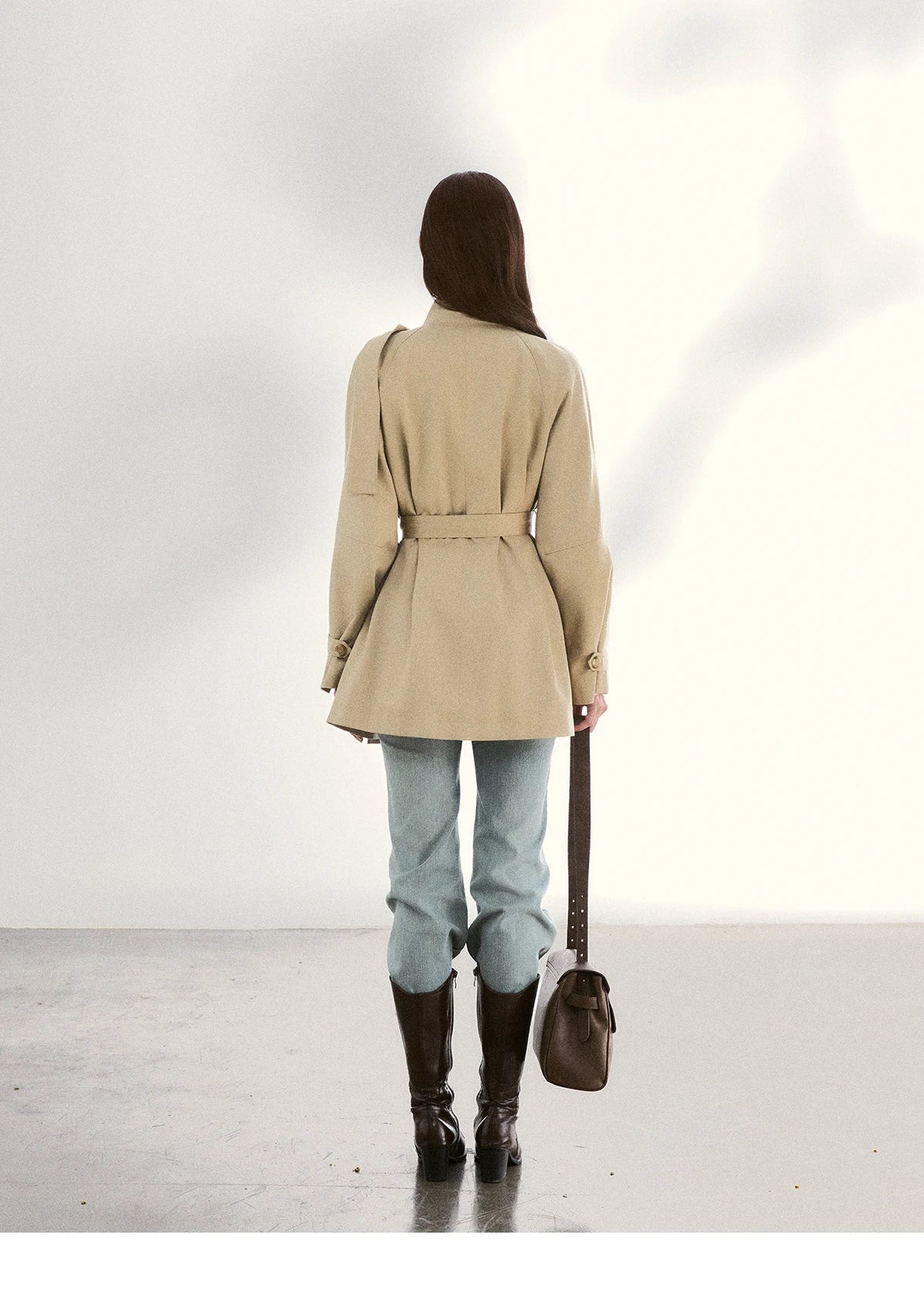 MISHOW Women's Double-Breasted Trench Coat 2026 Spring Belted Lapel Trench Long Sleeve Casual Mid-Length Outerwear MXF11W1031