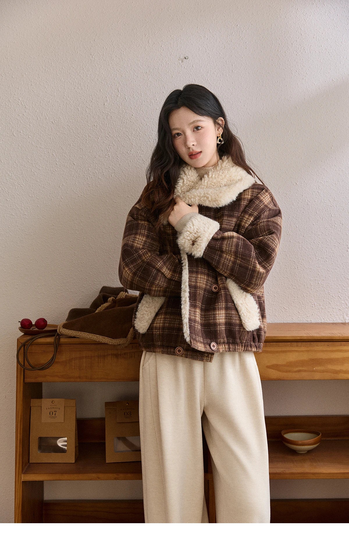 MISHOW Women's Fleece Lined Straight Knit Pants 2025 Autumn Winter Elastic Waist Casual Commute Trousers with Pockets MXE92K1131