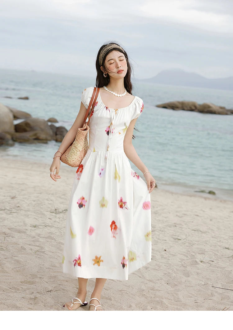 MISHOW Korean Cotton Print Drawstring Dress MXE32L2212
