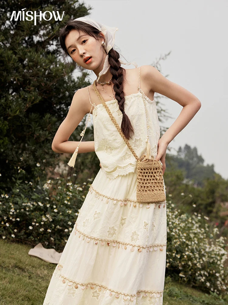 MISHOW Bohemian Summer Camisole Skirt Sets Women 2025 Sleeveless Embroidery Tops Long Skirts Female New Fashion MXE34T0568