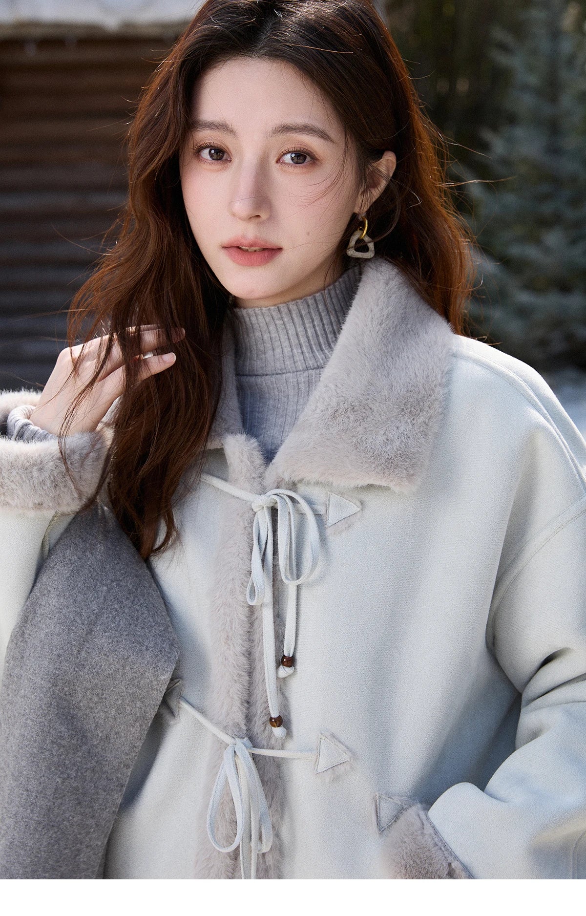 MISHOW Suede Imitation Mink Fur Coat Women Winter 2025 Retro Thick Plush Lace Up Coat Warm Lapel Jackets Office Lady MXE90W0921