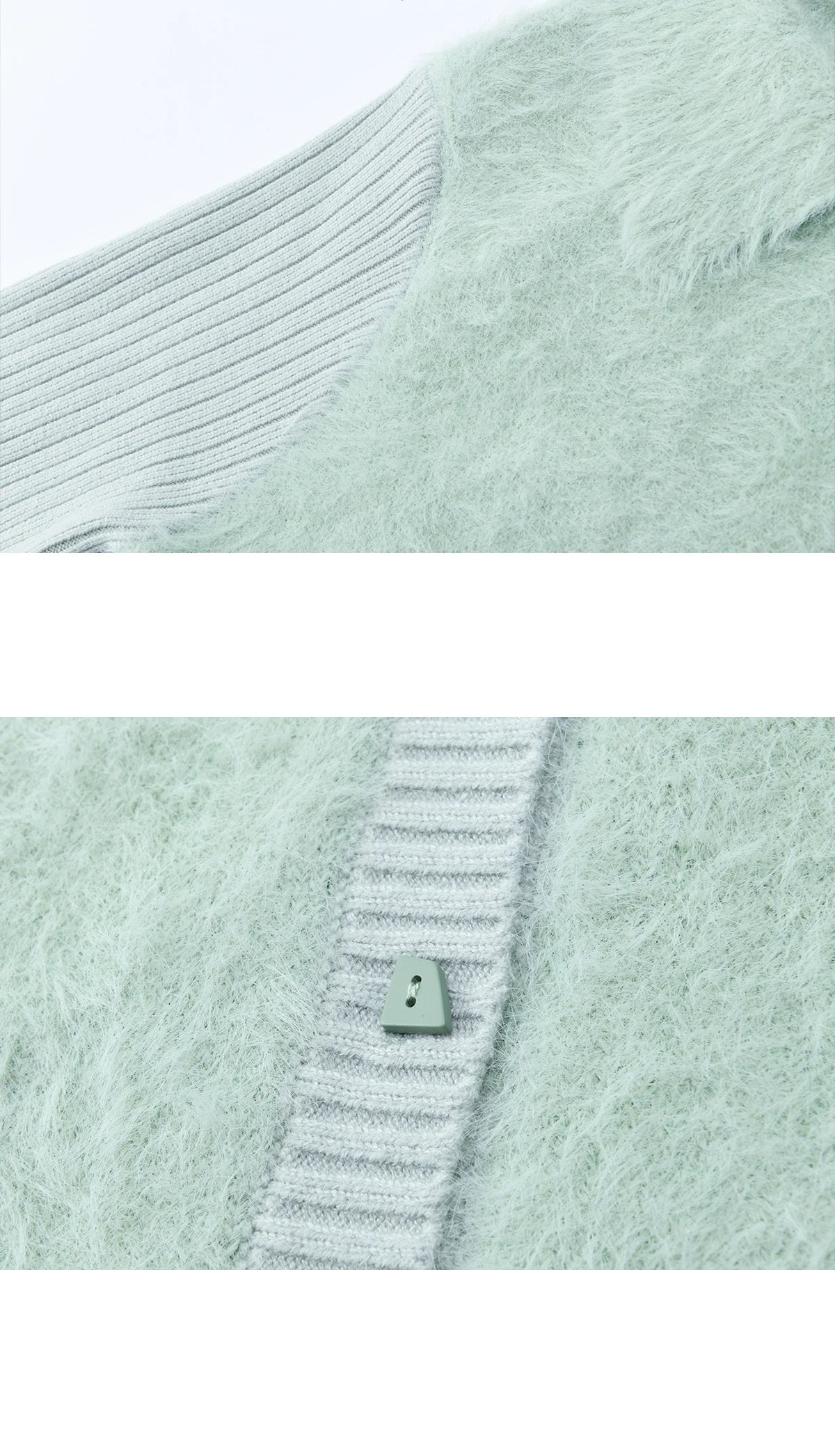 MISHOW Women's Green Faux Mink Fur Patchwork Knitted Cardigan Winter Lapel Warm Soft Knit Top single-breasted sweater MXE86Z2764