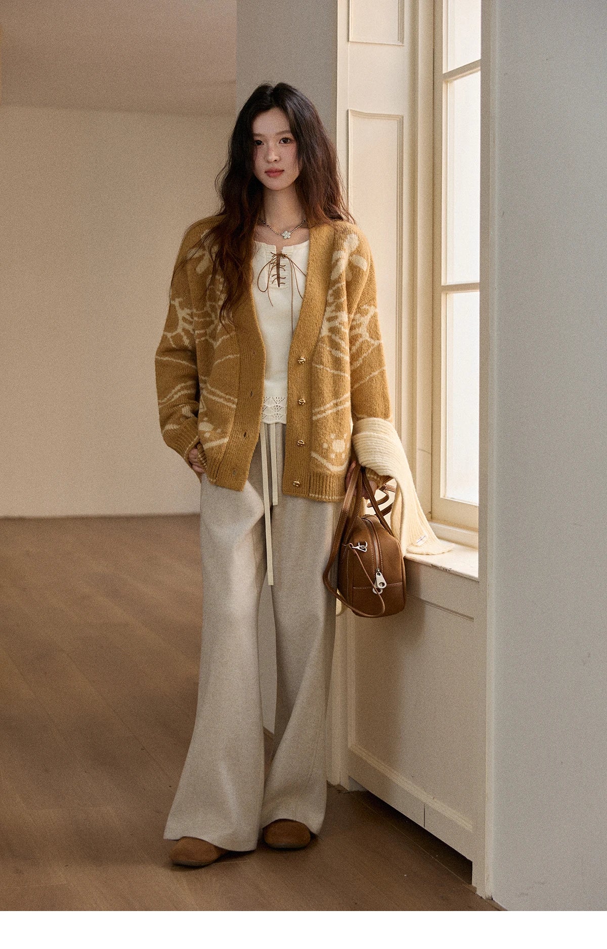 MISHOW Wide-leg Pants for Women 2025 Autumn Winter High Waist Straight Lace-up Loose Pants Retro Casual Slim Pants MXE89K1100