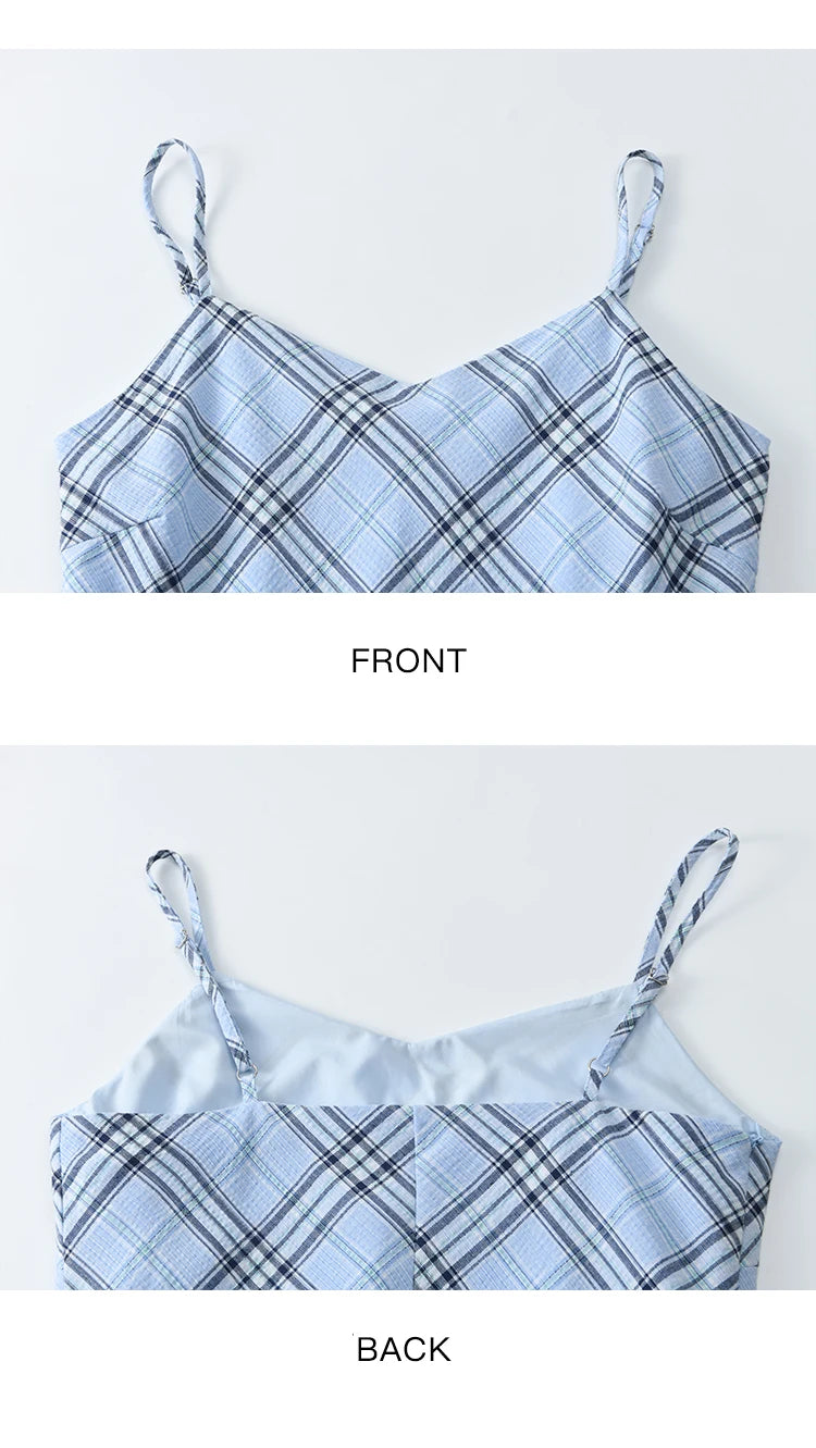 MISHOW Holiday Women's Summer Camisole Dresses 2025 Sleeveless Blue Palid Slim A-line Dress Female New Fashion Thin MXE33L2260