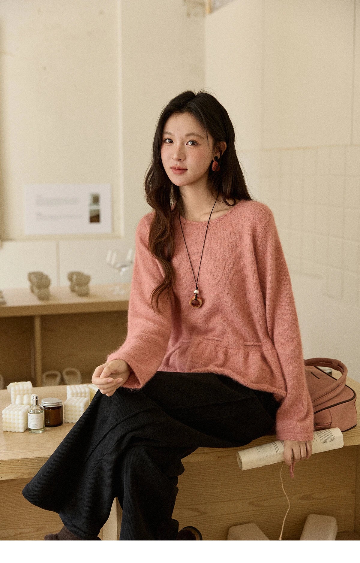 MISHOW Corduroy Straight Leg Pants for Women 2025 Winter Silver Fox Velvet Commuter Trousers Solid Casual Warm Pants MXE91K1125