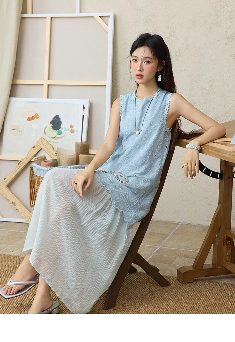 Mishow French Embroidery Fake Two-Piece Vest Dress MXE34L2311