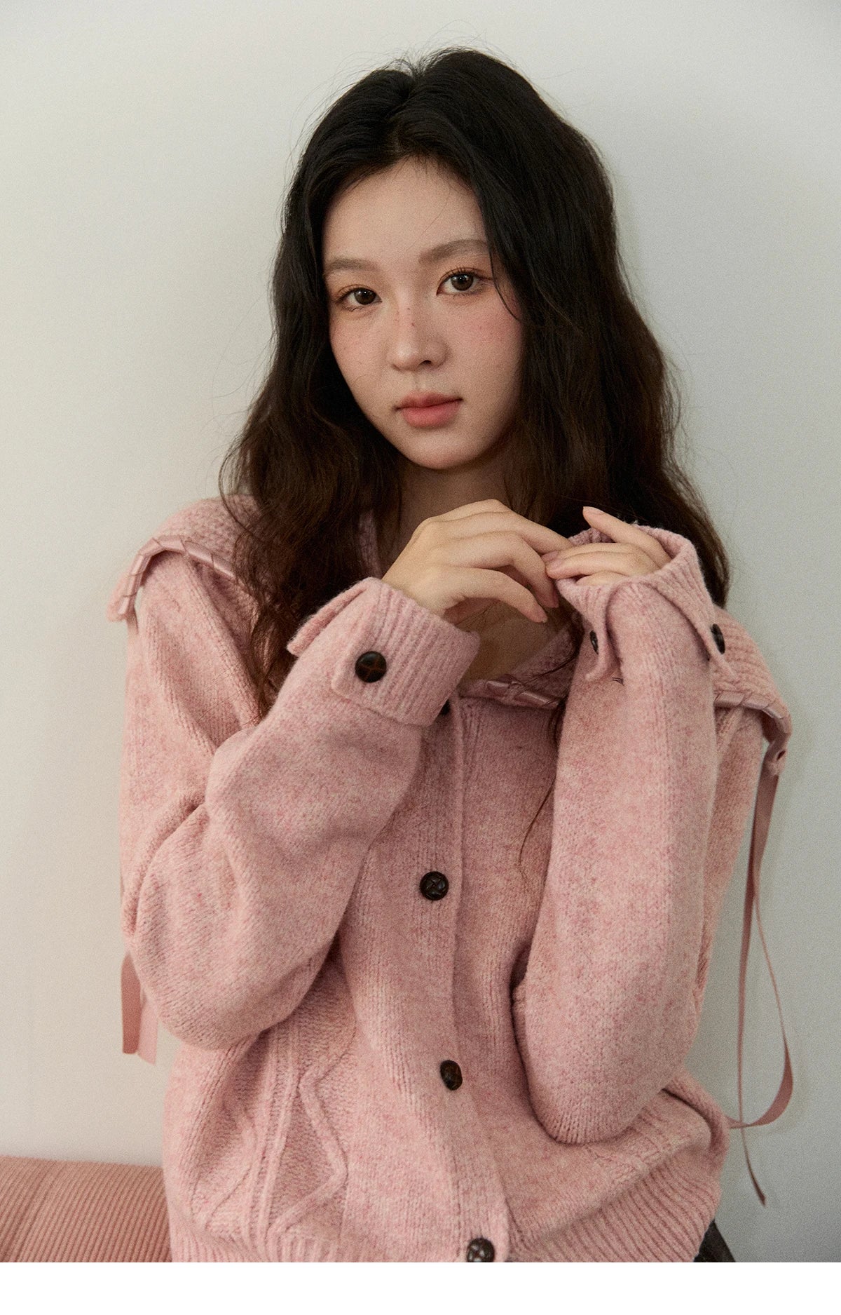 MISHOW Elegant Cardigan Women 2025 Fashion Large Turn-down Collar Long Sleeves Knit Cardigan Loose Autumn Cardigan MXE89Z2636