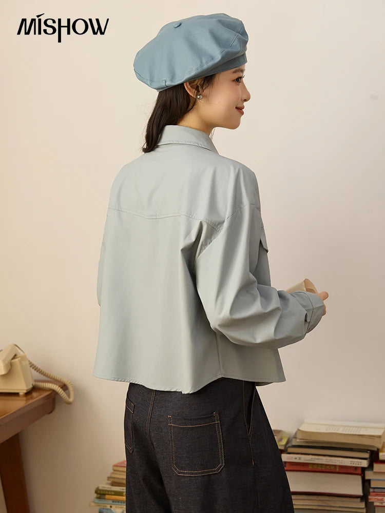 MISHOW Women's Two-Piece Set 2025 Autumn Vintage Striped Vest Solid Turn Down Collar Jacket Commute with Pendant Sets MXE45T1396