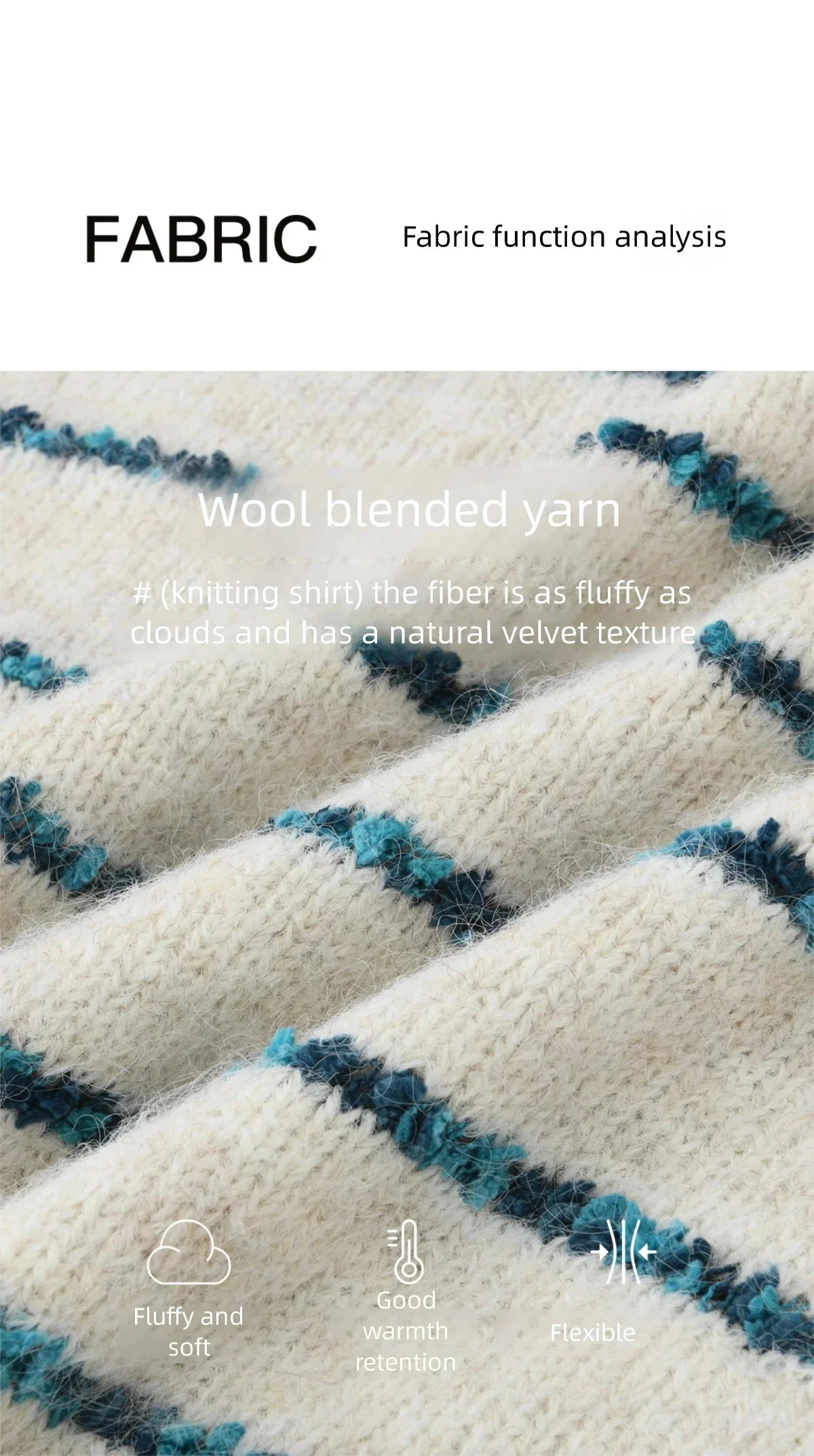 MISHOW Women's Blue Striped Sweater 2025 New Alpaca Wool Shawl Scarf Set Retro Loose Casual Knit Top Winter Clothes MXE90Z2821