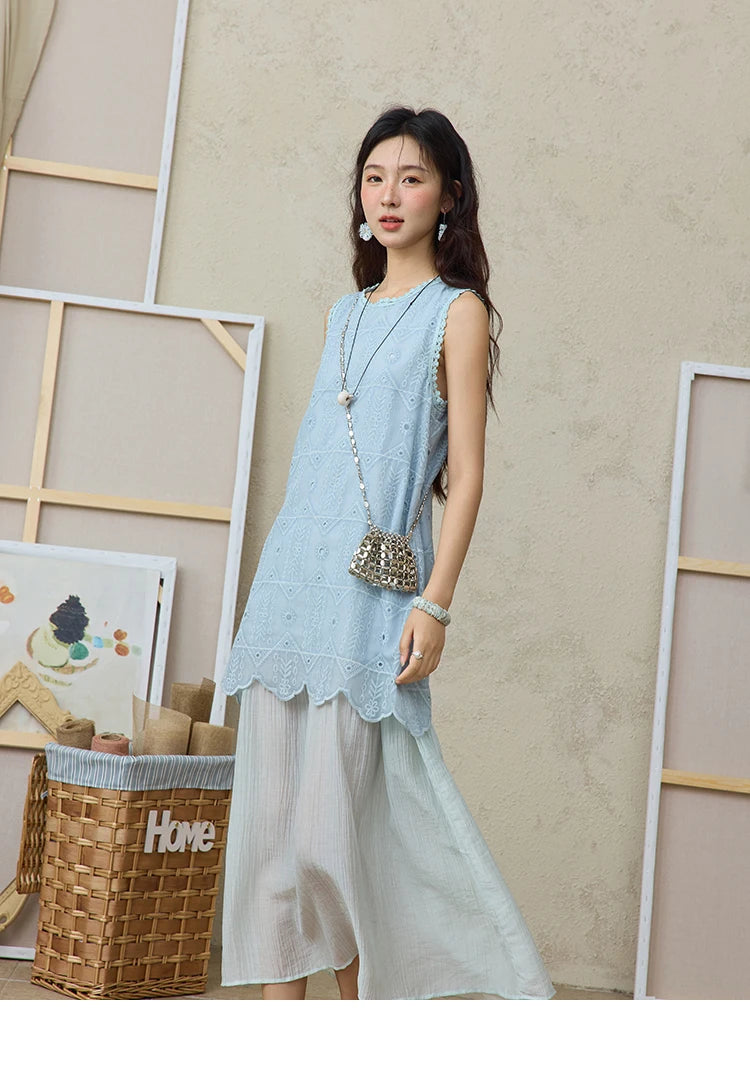 Mishow French Embroidery Fake Two-Piece Vest Dress MXE34L2311