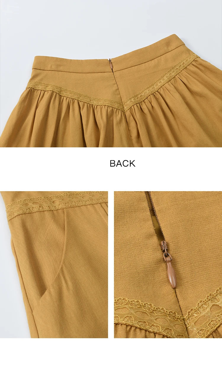 MISHOW Fashion High Waist Skirts for Woman 2025 Summer New Ladies Casual Pocket Bottom Spliced Hollow Out Lace Skirts MXE35B0724