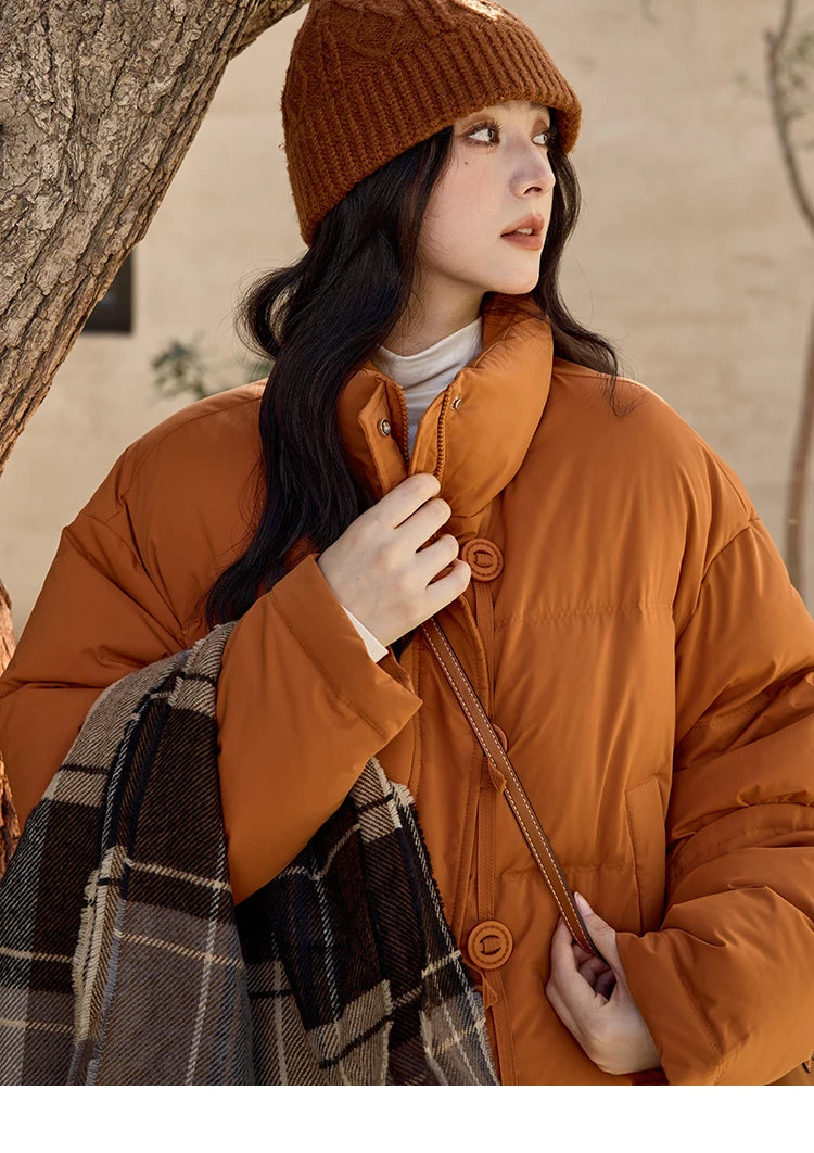 MISHOW Minimalist Down Jacket Women Zipper Short Jacket 2024 Fall Winter Loose Korean Version White Duck Down Jacket MXD42Y0047