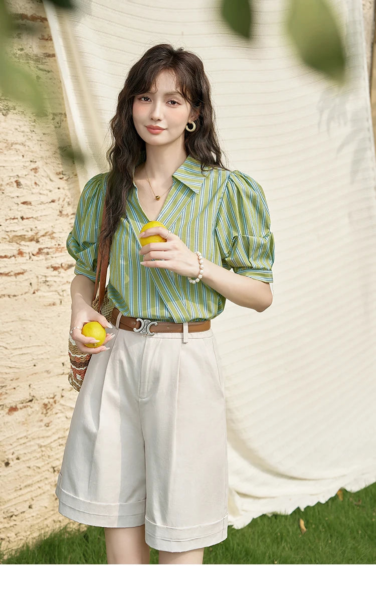 MISHOW Casual Solid Suit Short Pants for Women 2024 Summer High Waist Slim Straight Leg Pants Loose A-line Shorts MXD28K0647