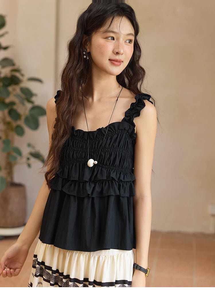 MISHOW Women Basic Camisoles 2025 Summer New Fashion Sleeveless Ladies Tank Top Edible Tree Fungus Design Casual Top MXE36D1184