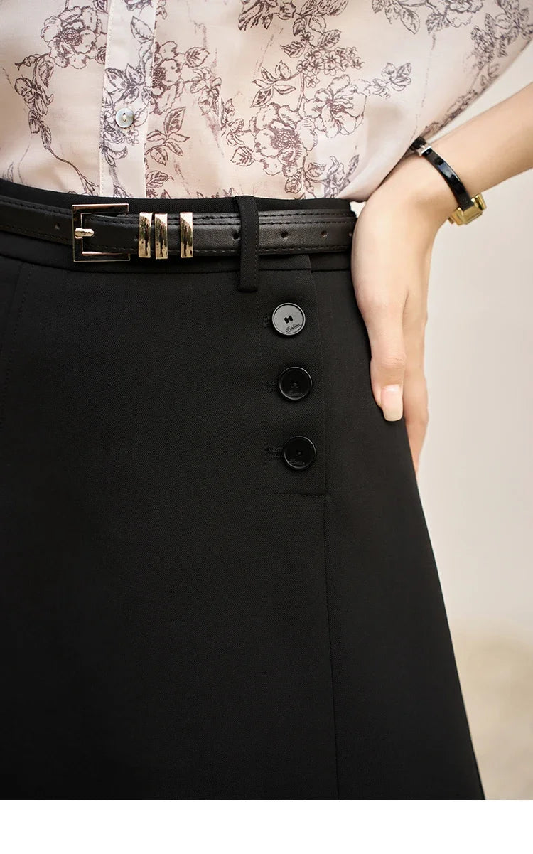 MISHOW Women's Pleated Short Skirt 2023 Summer College Style Solid High Waist Button A-LINE Above Knee Mini Skirts MXC37B0043