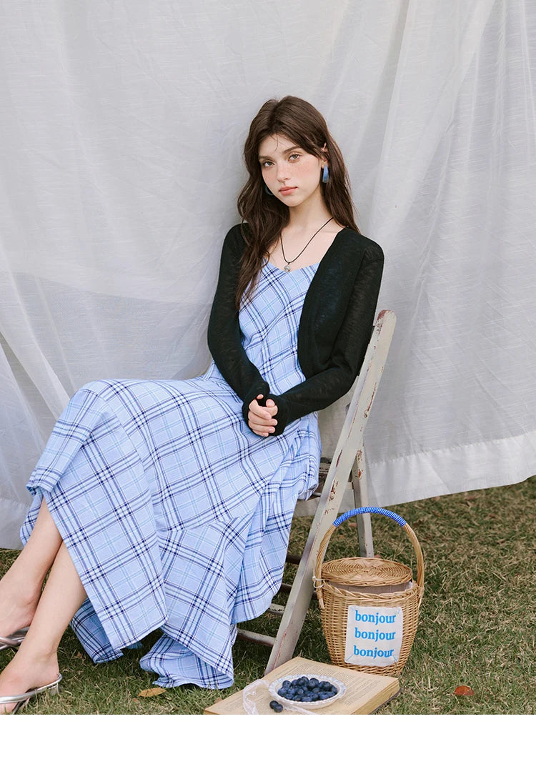 MISHOW Holiday Women's Summer Camisole Dresses 2025 Sleeveless Blue Palid Slim A-line Dress Female New Fashion Thin MXE33L2260