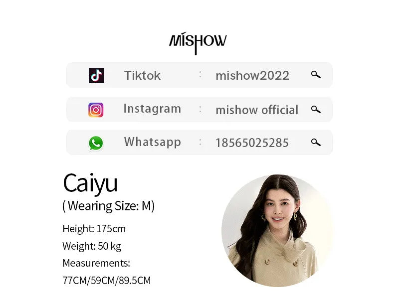 MISHOW Women's Double-Breasted Trench Coat 2026 Spring Belted Lapel Trench Long Sleeve Casual Mid-Length Outerwear MXF11W1031