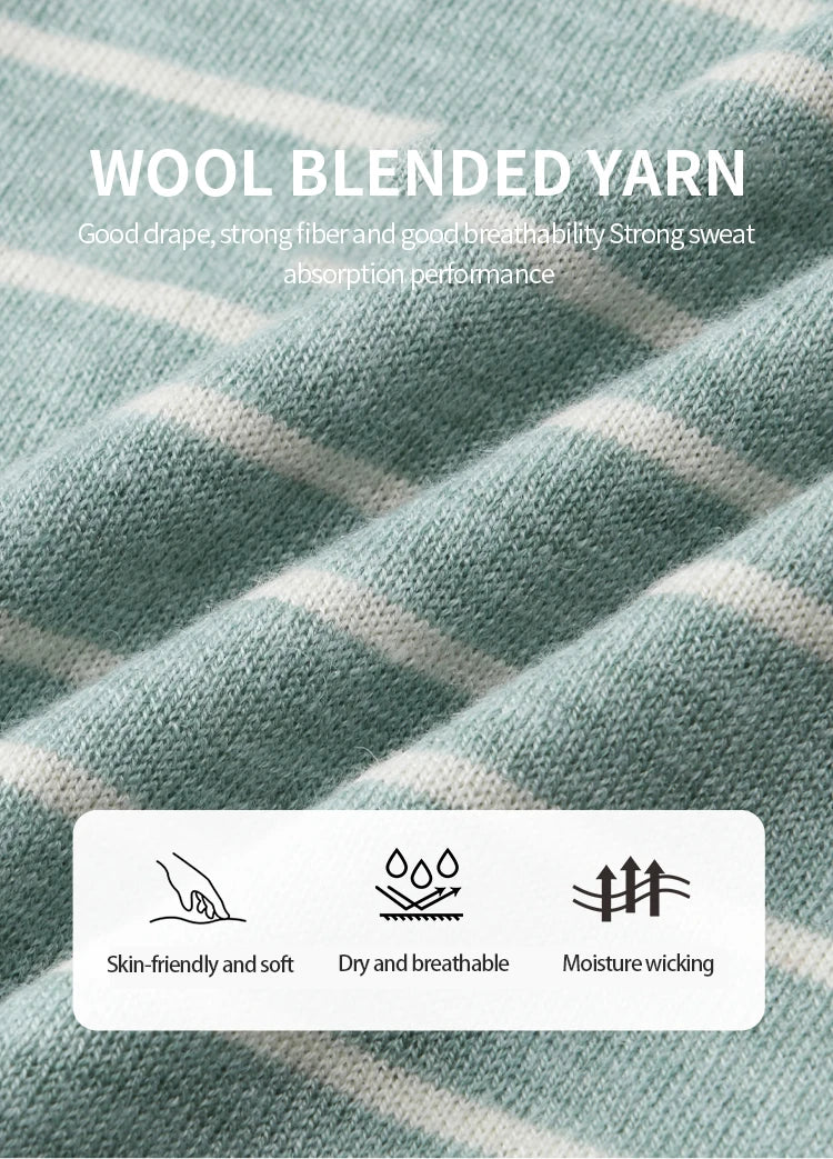 MISHOW Striped Knitted T-shirt for Women Summer 2025 Color Contrasting Round Neck Tees Wool Blended Slim Casual Top MXE35Z1270