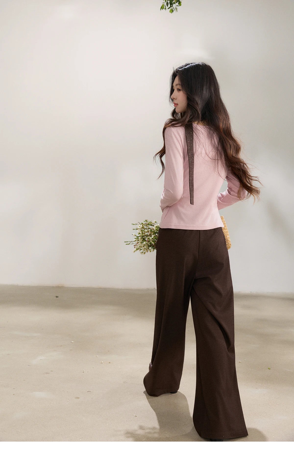 MISHOW Women's Wool Blend Fake Two Piece Draped Neck Knit Top 2026 Spring Wave Point Ribbon Contrast Color Casual Top MXF13Z2977