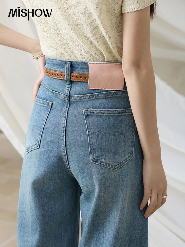 MISHOW Versatile Summer New Long Jeans Women 2025 Slimming High Waist Ankle-Length Wide Leg Pants Female Retro Thin MXE32K0919