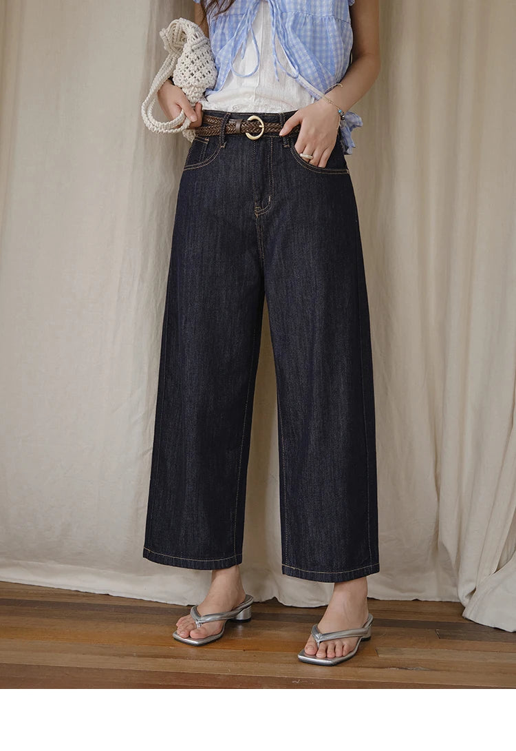 MISHOW Women's Straight Pants 2025 Summer Fashion High Waist Wide Leg Jeans Slim Zipper Pants Casual Female Clothing MXE37K0995