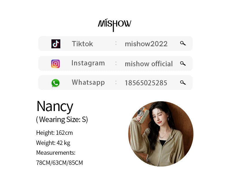 MISHOW Hooded Double Zipper Sweatshirt Knitted Straight Leg Pants Separately Versatile Top Back Elastic Waist Pants MXD44Z0794