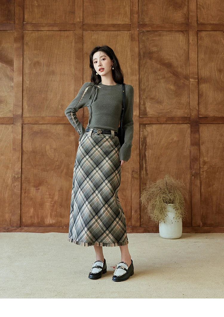 MISHOW Bottom Knit Sweater Women Fashion Hollow Tie Design Bottoming Shirt 2024 Fall New Warm Long-sleeved Slim Tops MXD45Z0766