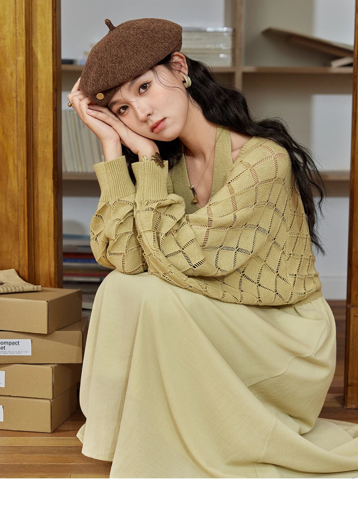 MISHOW Hanging Neck Dress Knitted Cardigan Separately 2024 Autumn Hollow Short Top Knitted Patchwork Sleeveless Dress MPD42L2040