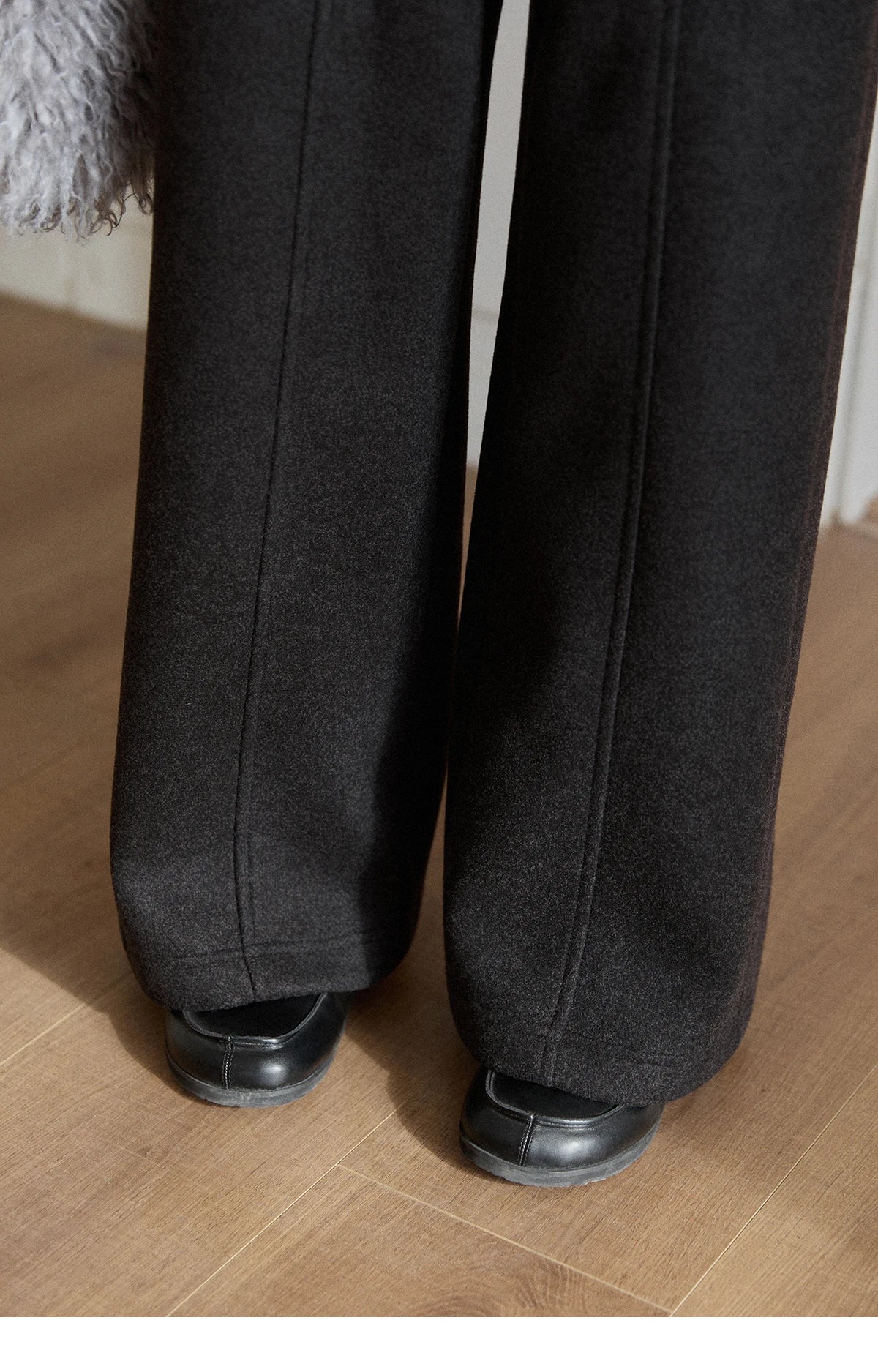 MISHOW High Waist Wide Leg Pants for Women 2025 Winter Casual Loose Thick Fleece Warm Knit Pants Straight Trousers MXE92K1127