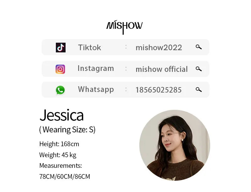 MISHOW Women's Brown Knitted Sweater 2025 Autumn Winter Cat Pattern Jacquard Crew Neck Sweaters Loose Pullover Tops MXE94Z2991