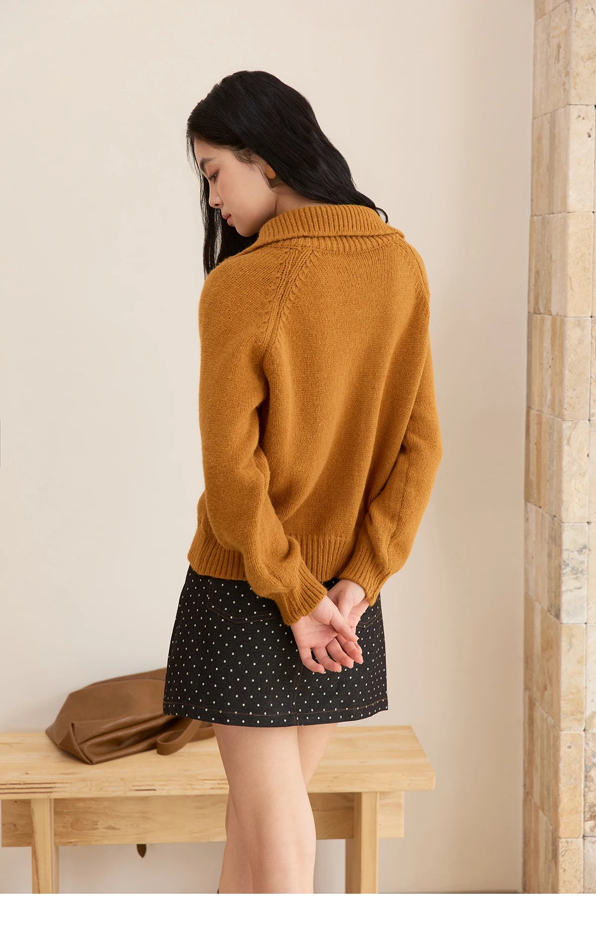 MISHOW Women's Turtleneck Sweater 2025 Retro Long-sleeved Single-breasted Loose Knit Top Casual Winter Woman Cardigan MXE48Z2617