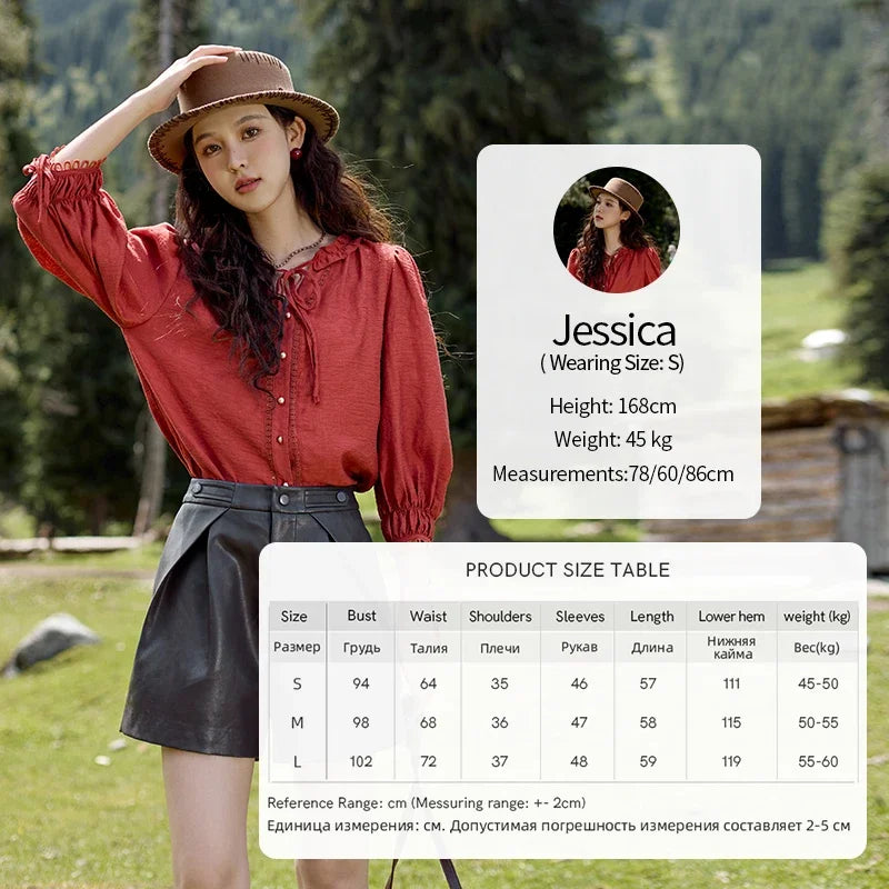 MISHOW French Retro Lace Collar Shirt for Women 2024 Autumn Bow Tie Top Lantern Sleeves Seven Quarter Sleeves Shirt MXD41X1621